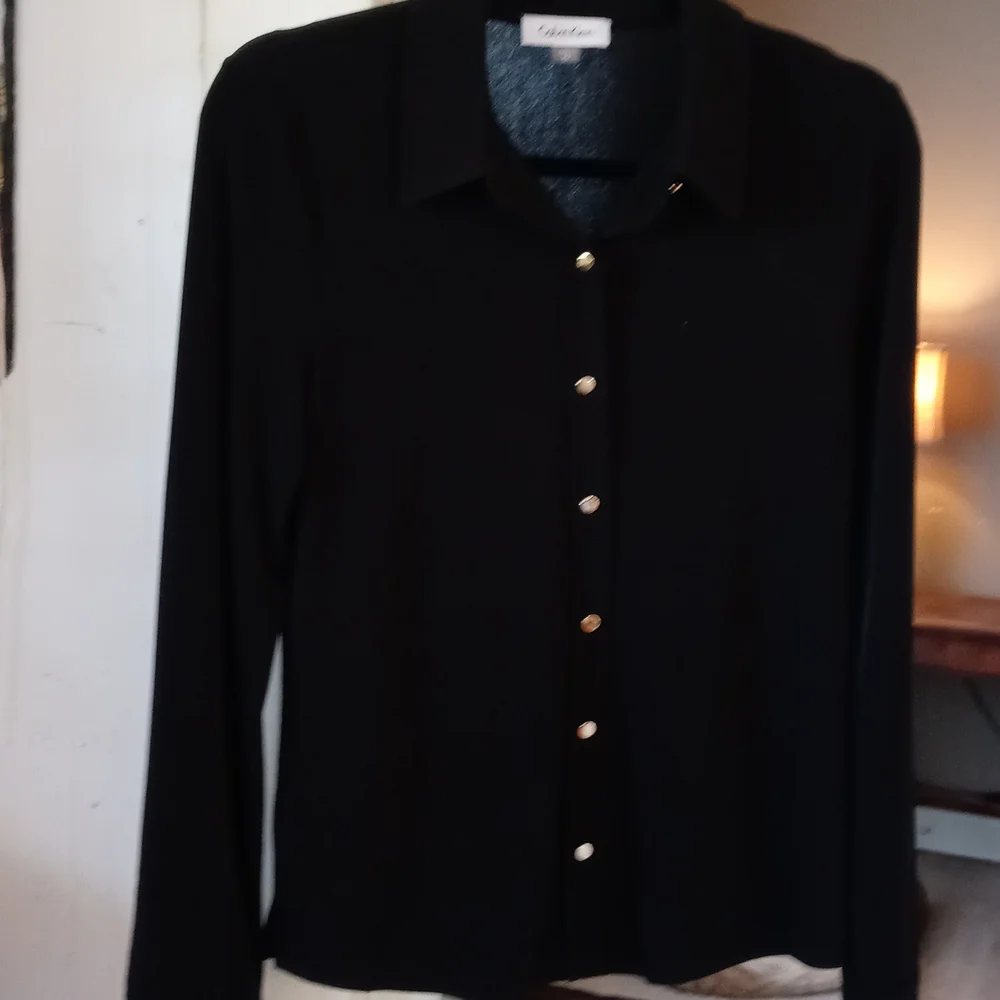 Calvin Klein Black Button down collard shirt Size PS - Picture 5 of 8